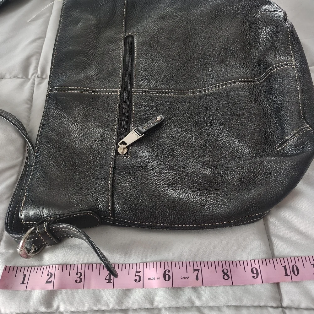 Tignanello Black Pebbled Leather Shoulder Bag